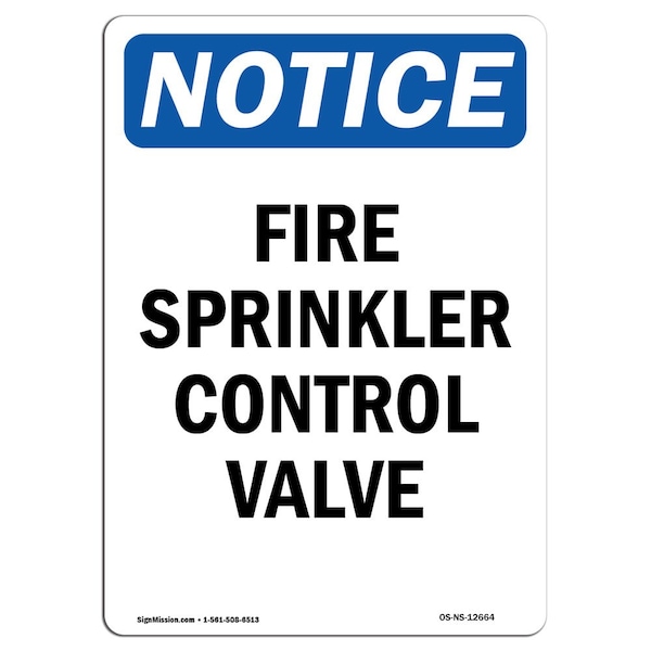 OSHA Sign, Fire Sprinkler Control Valve, 5in X 3.5in Decal, 10PK, 3.5" W, 5" L, Portrait, PK10
